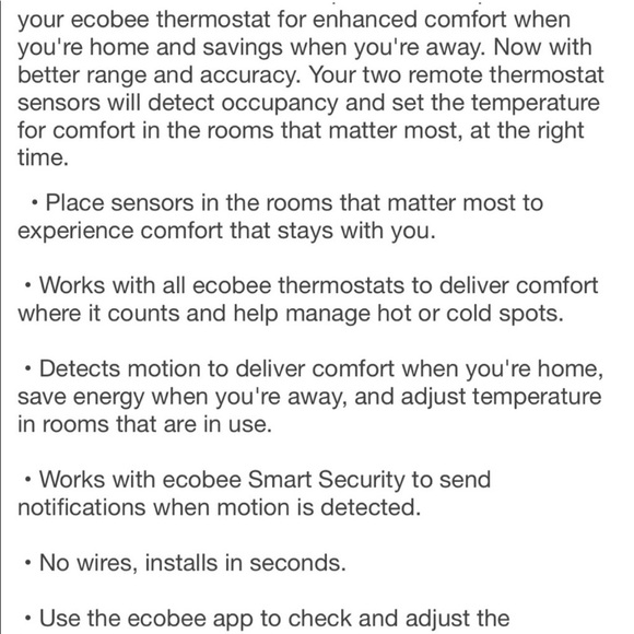 Ecobee/SmartSensor (2-Pack) Model#: EB-RSHM2PK-01 - Picture 5 of 5